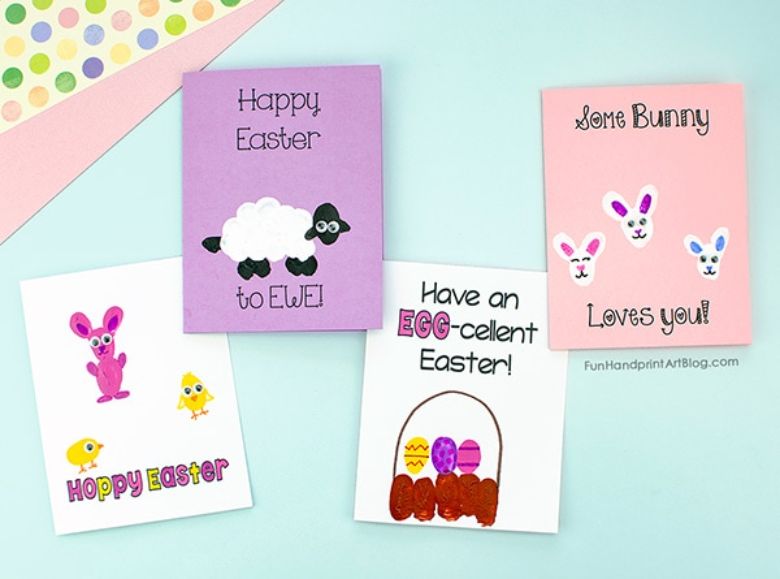 Thumbprint homemade Easter card ideas