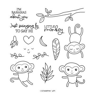 Little monkey stampin up easy simple card stamping one layer card