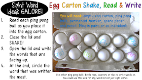 5 Sight Word Activities that are FUN: Egg Carton Shake read Write