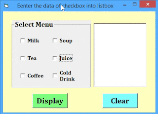 How to enter the data of checkbox into listbox in vb6