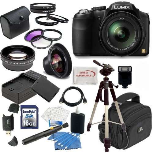 Panasonic Lumix FZ200 Digital Camera w/ Advanced Lens Package, Includes 0.45x Wide Angle Lens, 2x Telephoto Lens, 3 Piece Filter Kit, 4 Piece Macro Kit and much much more...