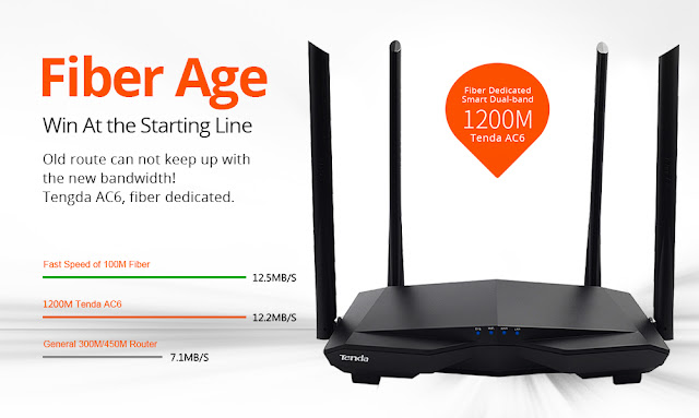 Tenda AC6 1200Mbp Wireless Wifi Router 2.4/5G 4*5dBi Antena App Control Router Fiber Speed 10/100Mbp 