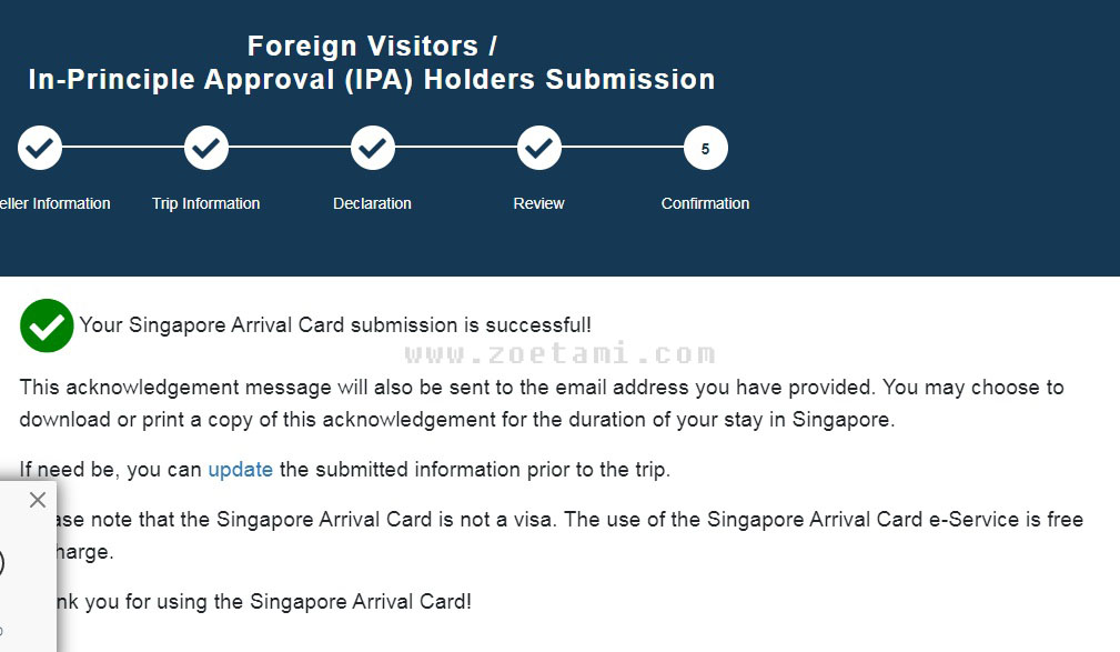 Cara Isi Singapore Arrival Card via Aplikasi