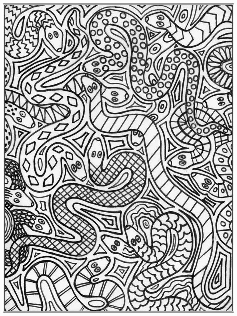 Printable Adult Coloring Pages Snake  Realistic Coloring 