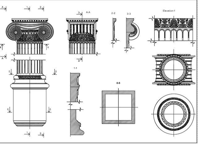 "Ionic Pilaster Details: Free AutoCAD Drawings for Architectural Grace"