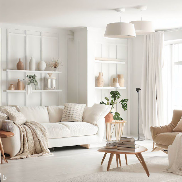 gambar ruang keluarga mewah sofa putih