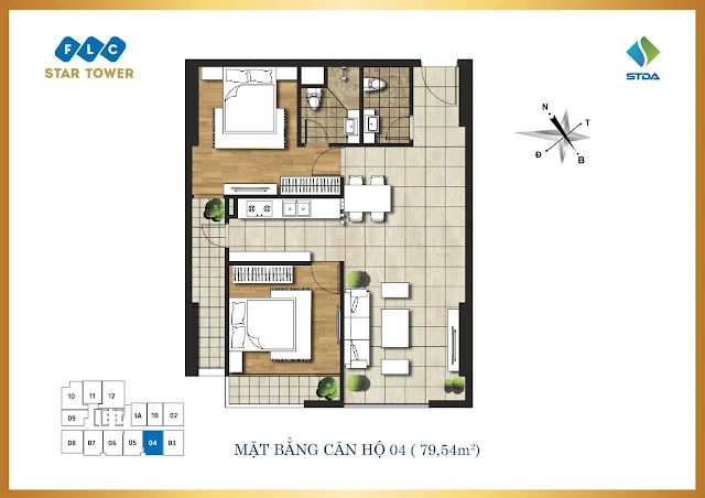 Căn hộ 04, dt 79,54m2 - FLC Star Tower