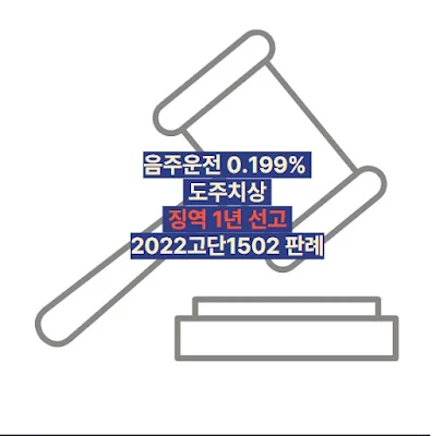 음주운전 0.199% + 도주치상  징역 1년 선고 2022고단1502 판례