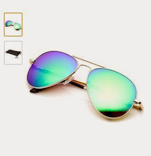 Mirror Lens Aviator Sunglasses (Gold Green)