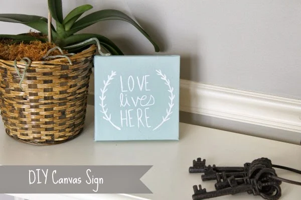 DIY painted LOVE LIVES HERE canvas