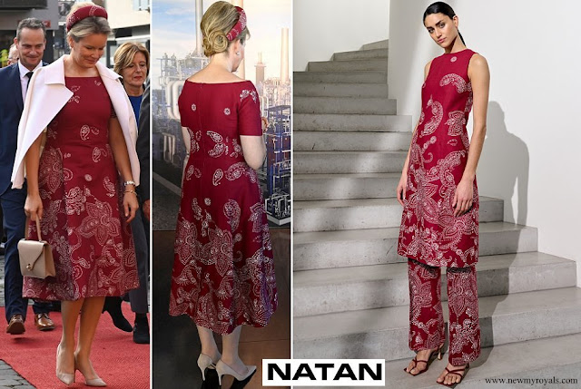 Queen Mathilde wore Natan Josie Wine Red Dress
