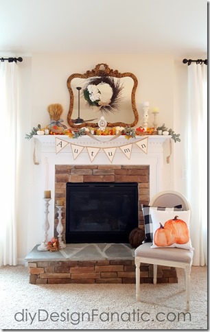 Autumn mantel, fall mantel, pumpkins, white pumpkins, farmhouse, cottage, fall banner, autumn banner