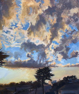 Clouds toward Coast, 36 x 30 inches, oil on canvas, 2012, DavidDunn