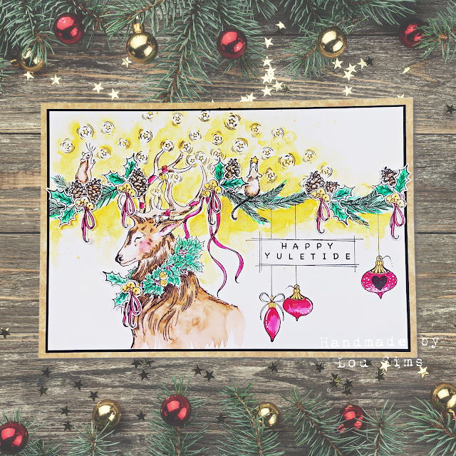 Katkin Krafts Christmas 2023 stamp designs. Card ideas by Lou Sims using Yuletide Greetings stamp set