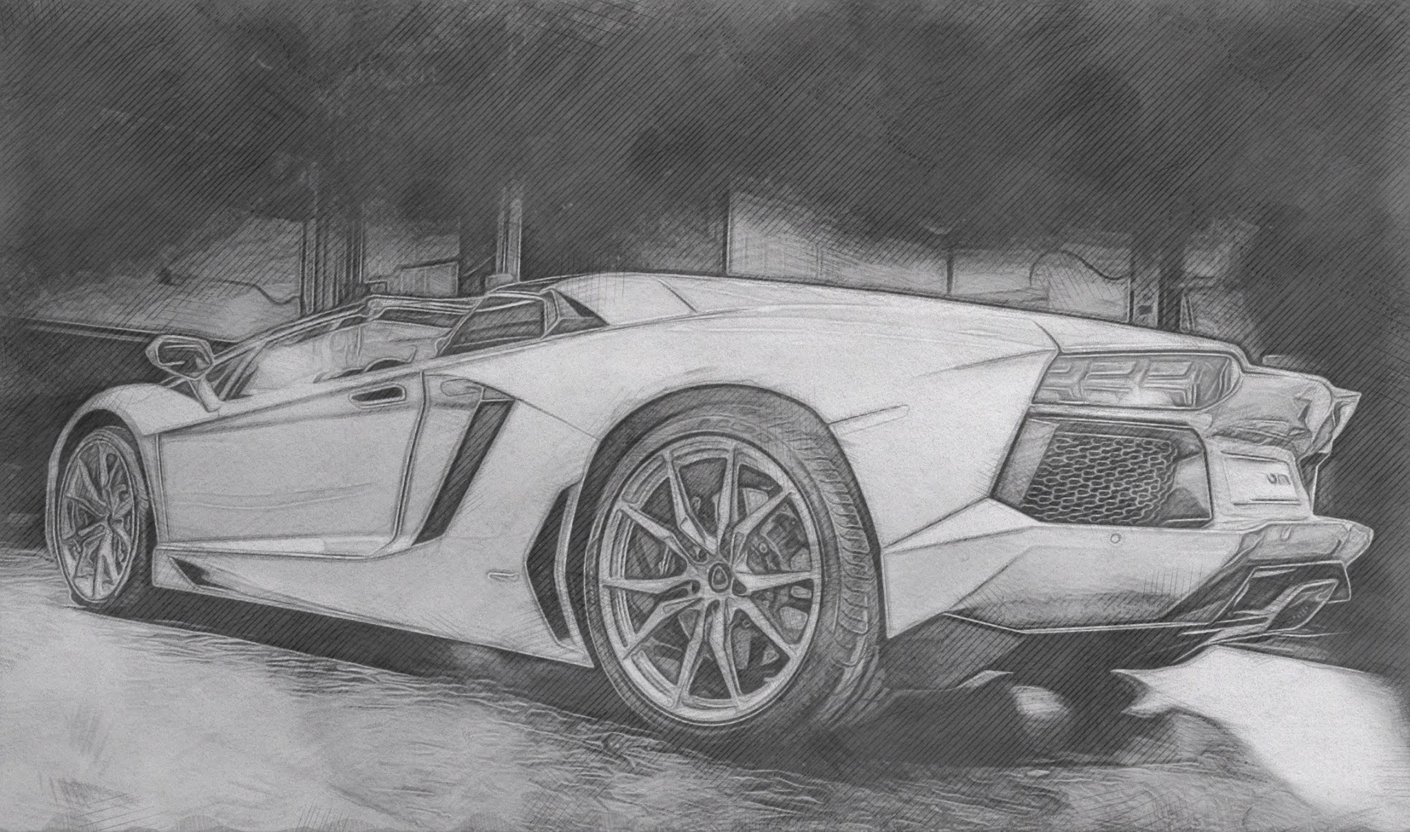 pencil Lamborghini Aventador LP700-4 drawing