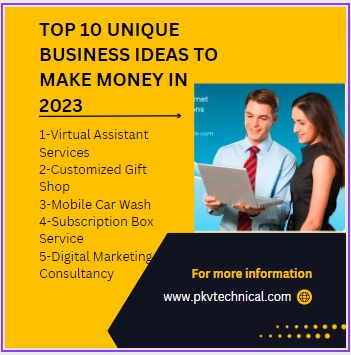 1-Virtual Assistant Services 2-Customized Gift Shop 3-Mobile Car Wash 4-Subscription Box Service 5-Digital Marketing Consultancy, make money, business idea, low investment business, part time business, small business idea