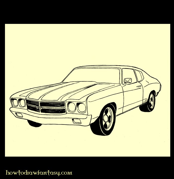 How To Draw A Muscle Car Chevelle Ss Art Drawingjpg