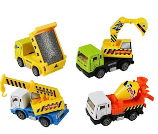Fajiabao Pull Back Vehicle, Metal Car Toys, Die-Cast Model Vehicles Construction Team Pull Back Dump Truck Mini Diggers Toy for Kids 4 PCS