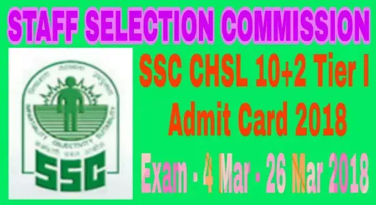 SSC CHSL Admit Card 2018