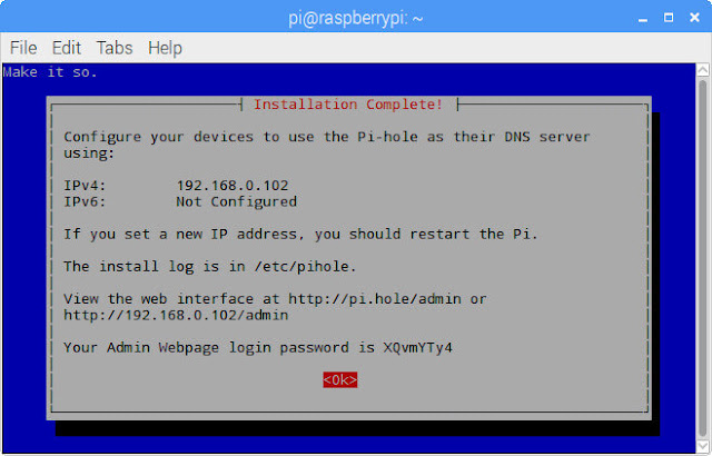 Pi-hole installation complete