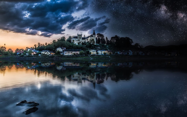 Night Sky on the Castle Background