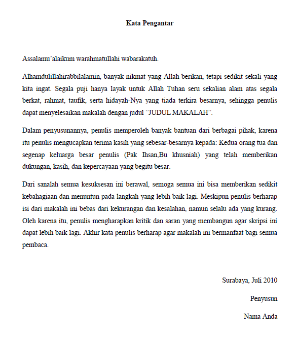 Contoh Kata Pengantar Makalah Dan Skripsi Contoh Surat 