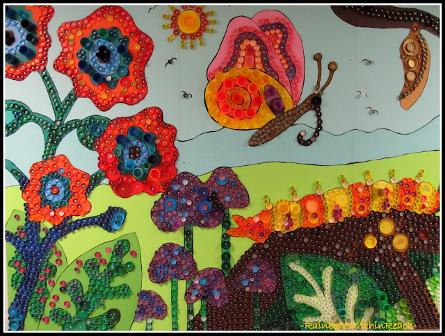 photo of: Upcycled Materials in Floral Mural