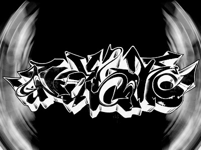 "Black and White Color Design" Digital 3D Arrow Graffiti Alphabet Art