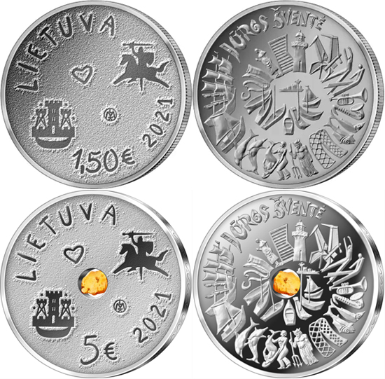 Lithuania 1.5 & 5 euro 2021 - Klaipėda Sea Festival