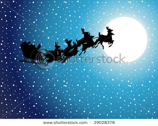 santa reindeers cart stock photos