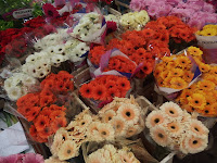 Bunches of brightly coloured gerbera