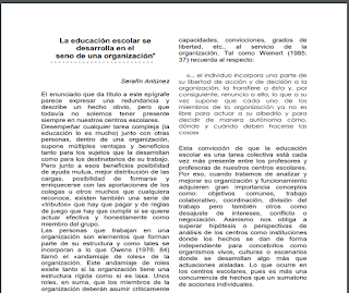  La educación escolar se desarrolla en el seno de una organización