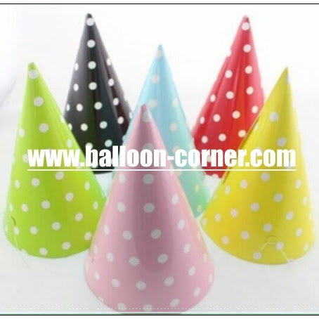 Topi Ulang Tahun Kerucut Motif Polkadot