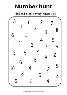 number hunt worksheets, number hunt worksheet, number hunt worksheet for preschool, free printable number hunt worksheets, number find worksheets, preschool number hunt, number 1 to 10 hunt worksheet  @momovators