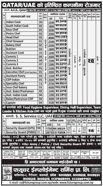 Jobs in Qatar and UAE for Nepali, Salary Rs 1,26,905