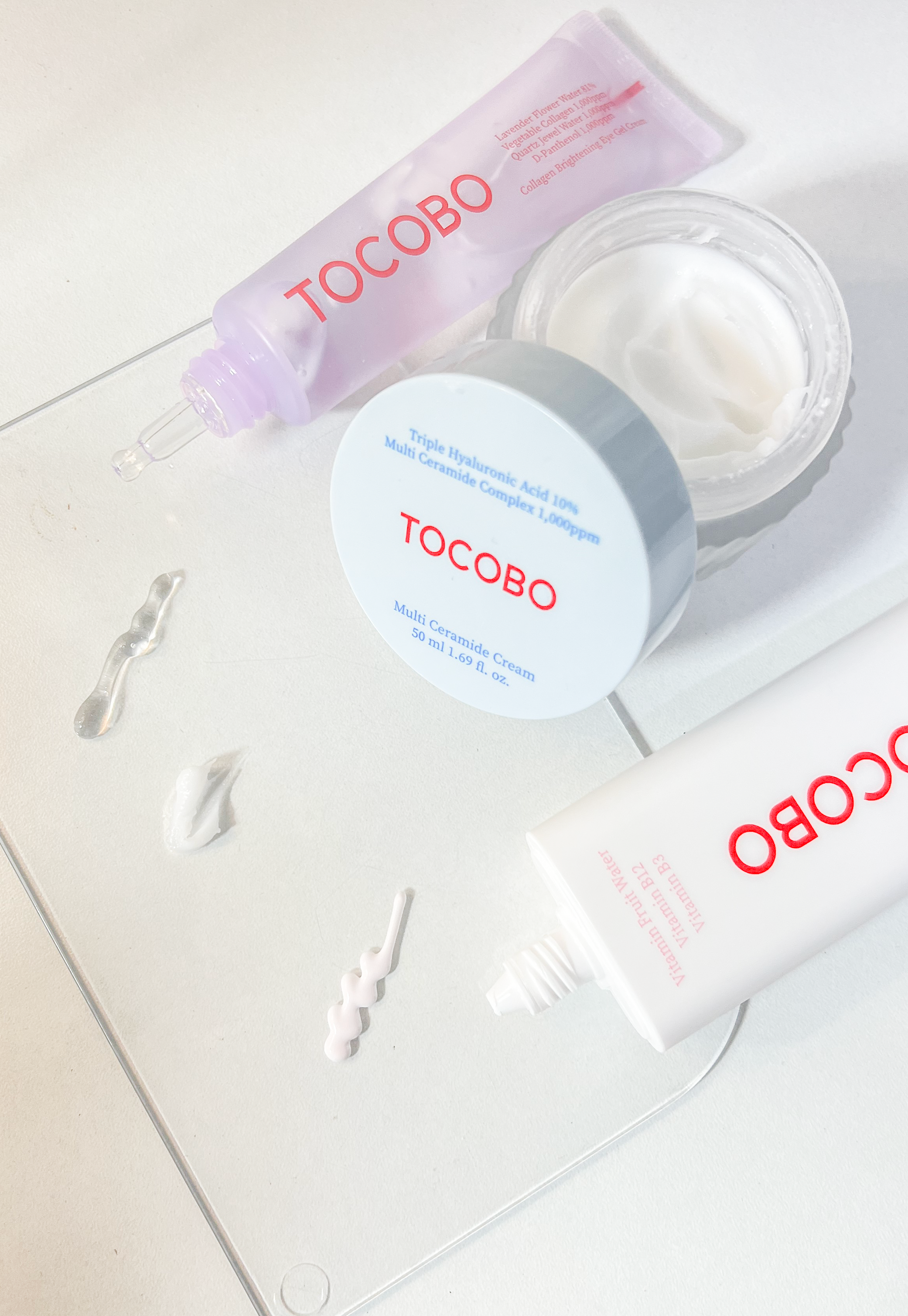 TOCOBO  VITA TONE UP SUN SCREEN, MULTI CERAMIDE CREAM AND COLLAGEN BRIGHTENING EYE GEL CREAM REVIEW