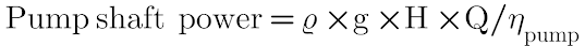 Pump shaft power calculation