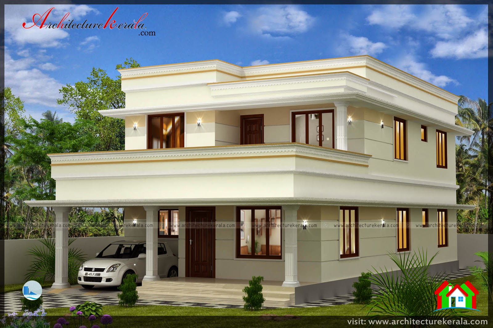  HOUSE  PLAN  4 BEDROOMS  ARCHITECTURE KERALA 