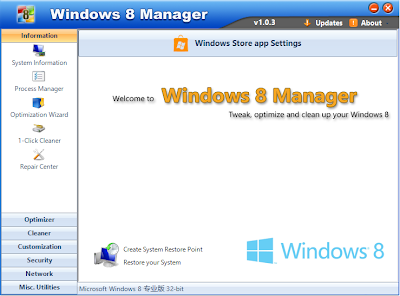 تحميل برنامج Windows 8 Manager مجانا لتنظيف و اصلاح أخطاء الويندز