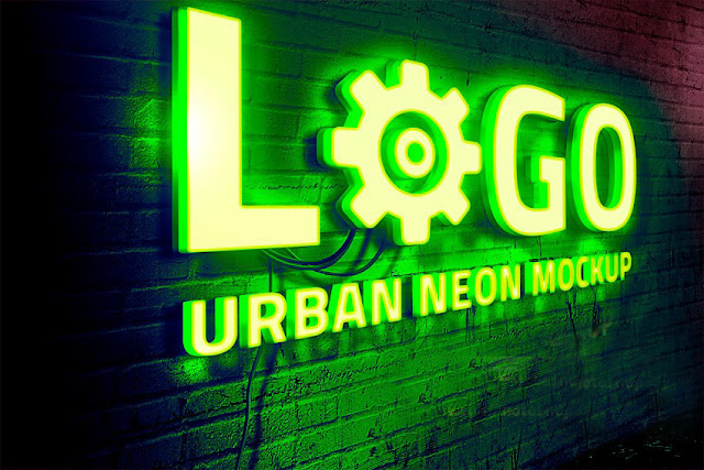 Neon Lights II Neon Text and logo Mockup