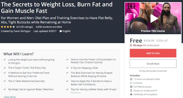 [100% Off] The Secrets to Weight Loss, Burn Fat and Gain Muscle Fast| Worth 199,99$ 