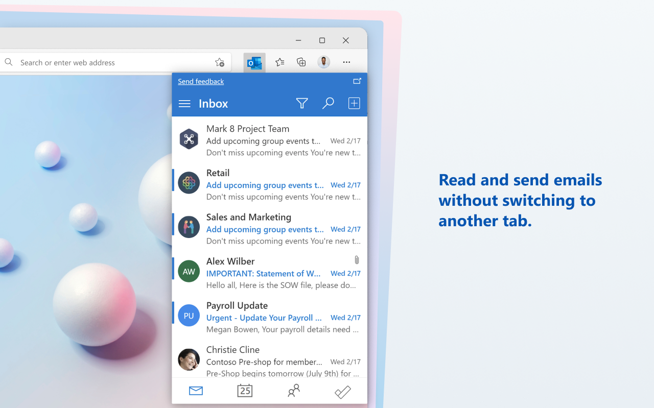 Controlla il tuo Outlook in qualsiasi pagina su Microsoft Edge