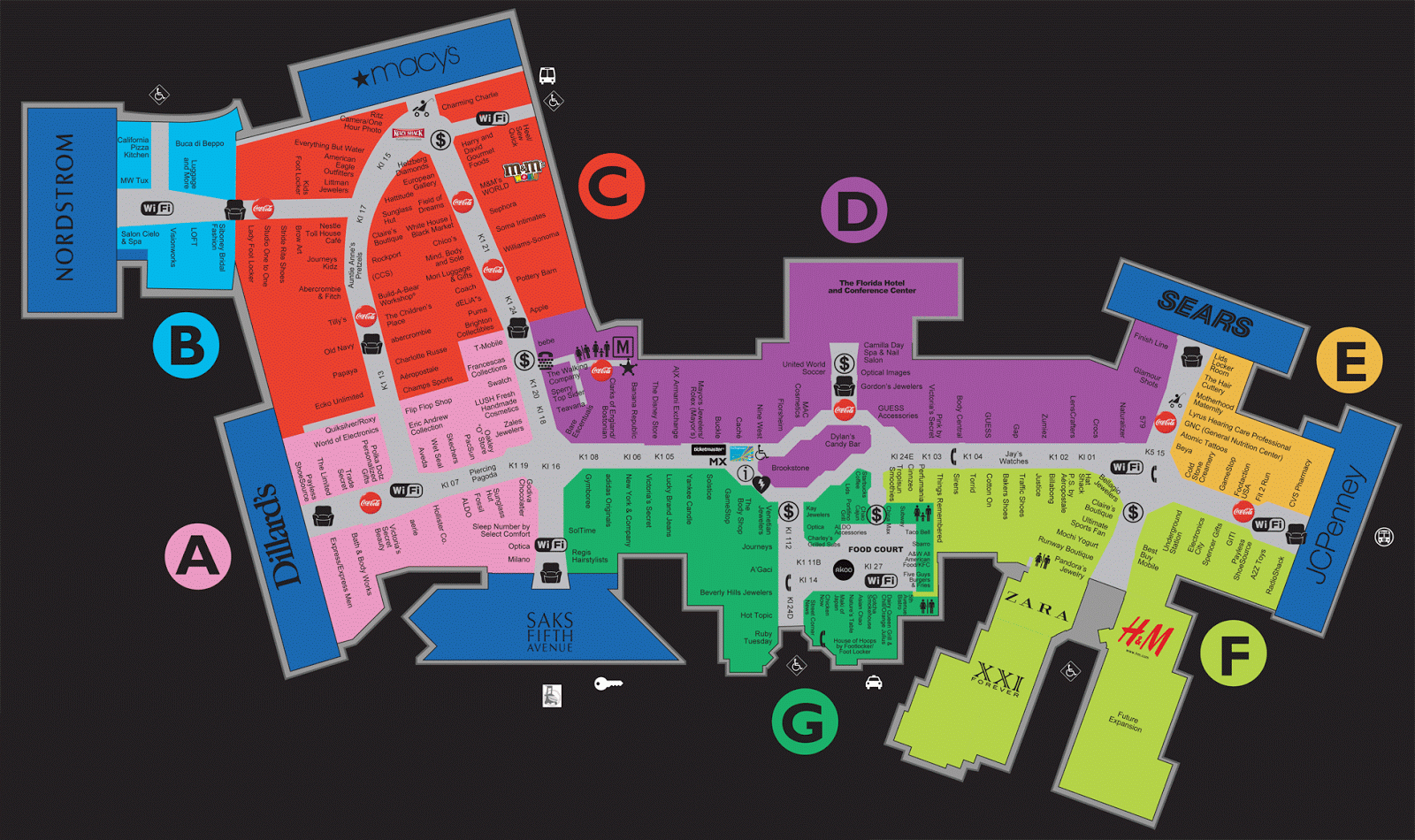 Florida Mall Shops Map