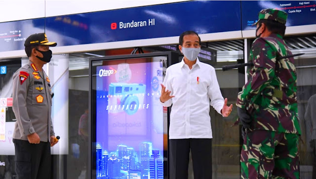 Joko WidodoTinjau Kesiapan Pendisiplinan Protokol Kesehatan di Stasiun MRT Jakarta