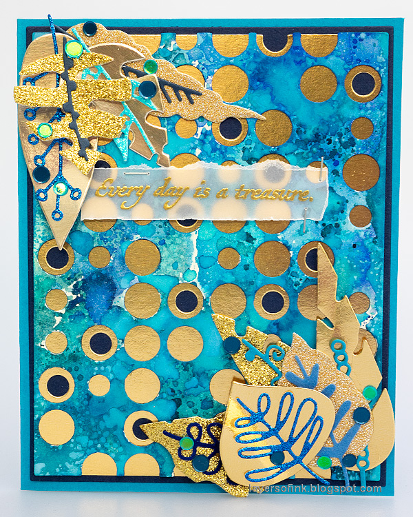 Layers of ink - Blue and Gold Card Tutorial by Anna-Karin Evaldsson.