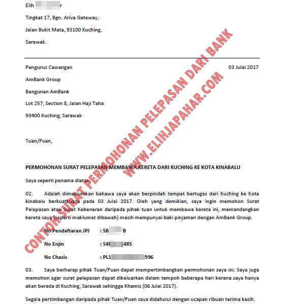 Contoh Surat Permohonan Untuk Surat Pelepasan Pinjaman Kendaraan