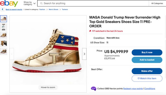 La locura por las zapatillas de Trump: se venden a miles de dólares en eBay