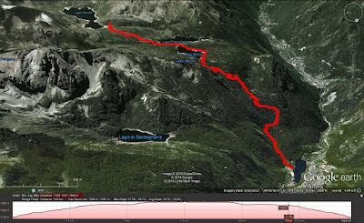 Hike Route from Carona to Laghi Gemelli