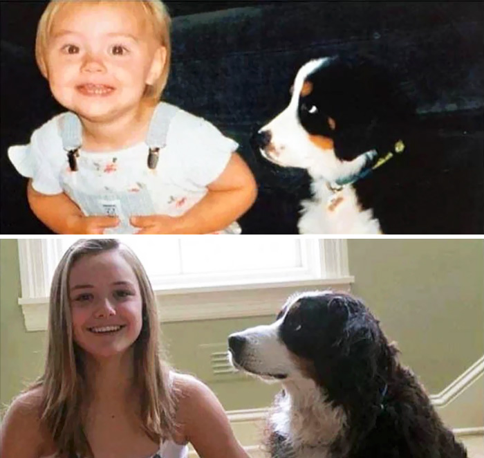 30 Heart-Warming Photos Of Dogs Growing Up Together With Their Owners - A Girl And Her Dog