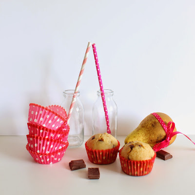 Illustration muffins poires et pépites de chocolat